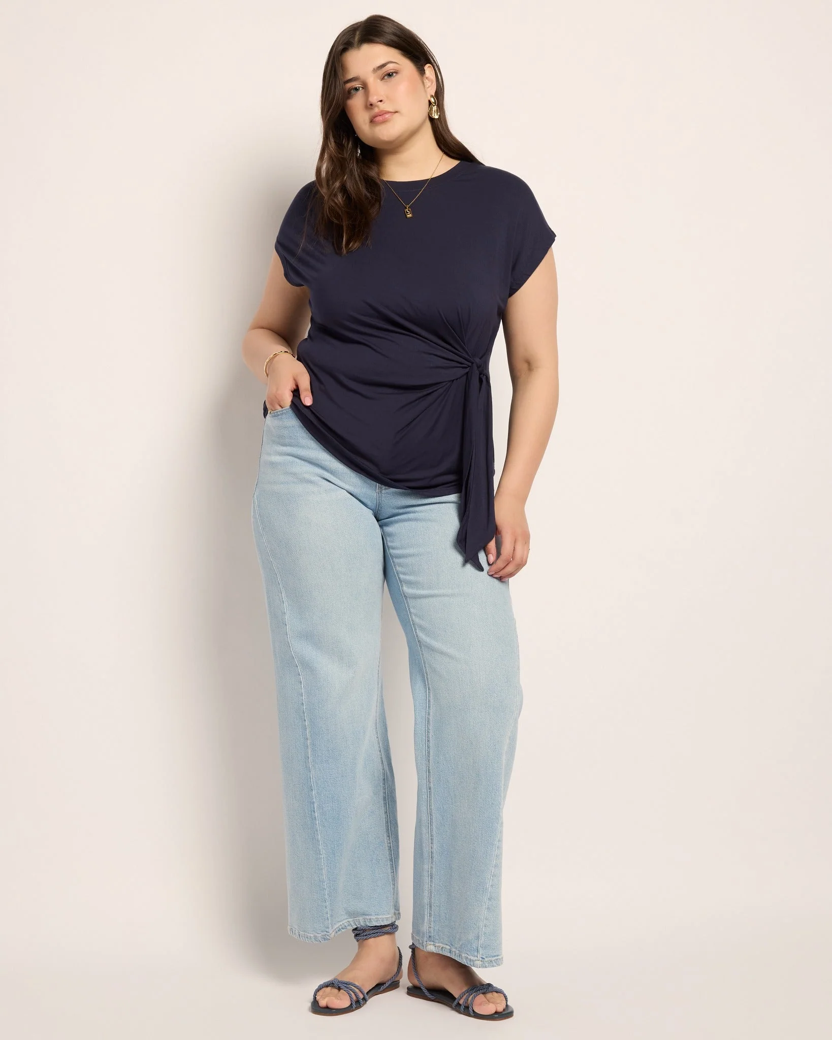 Plus Size Tidal Tied Waist Tee - Image 10