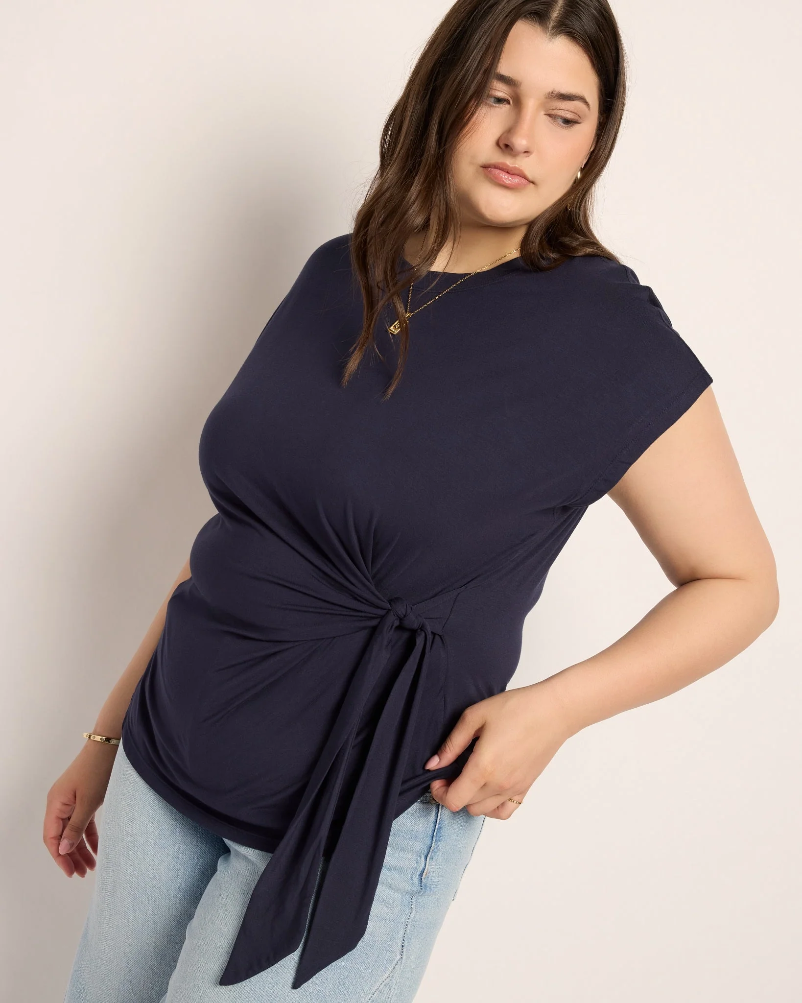 Plus Size Tidal Tied Waist Tee - Image 11