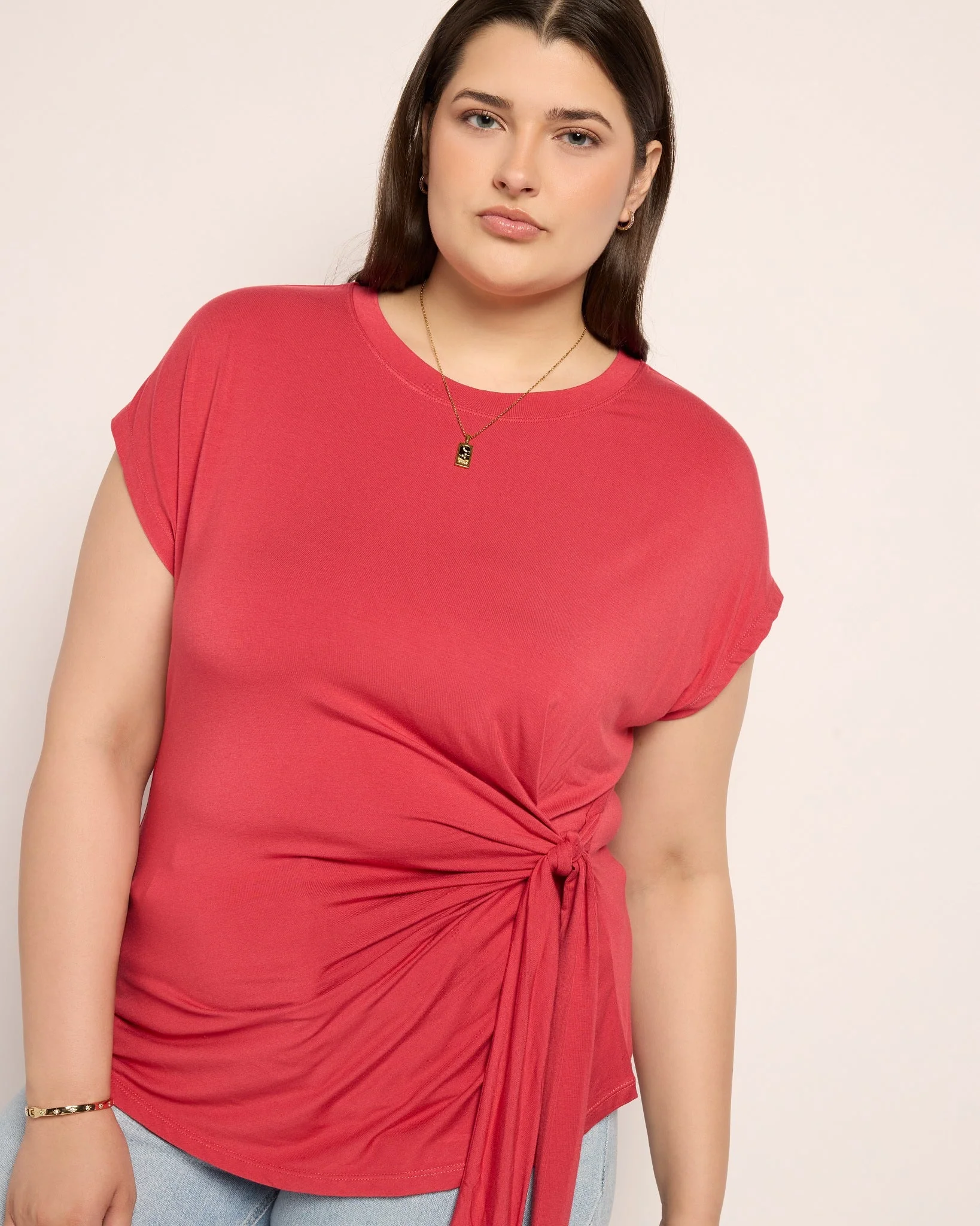Plus Size Tidal Tied Waist Tee - Image 3