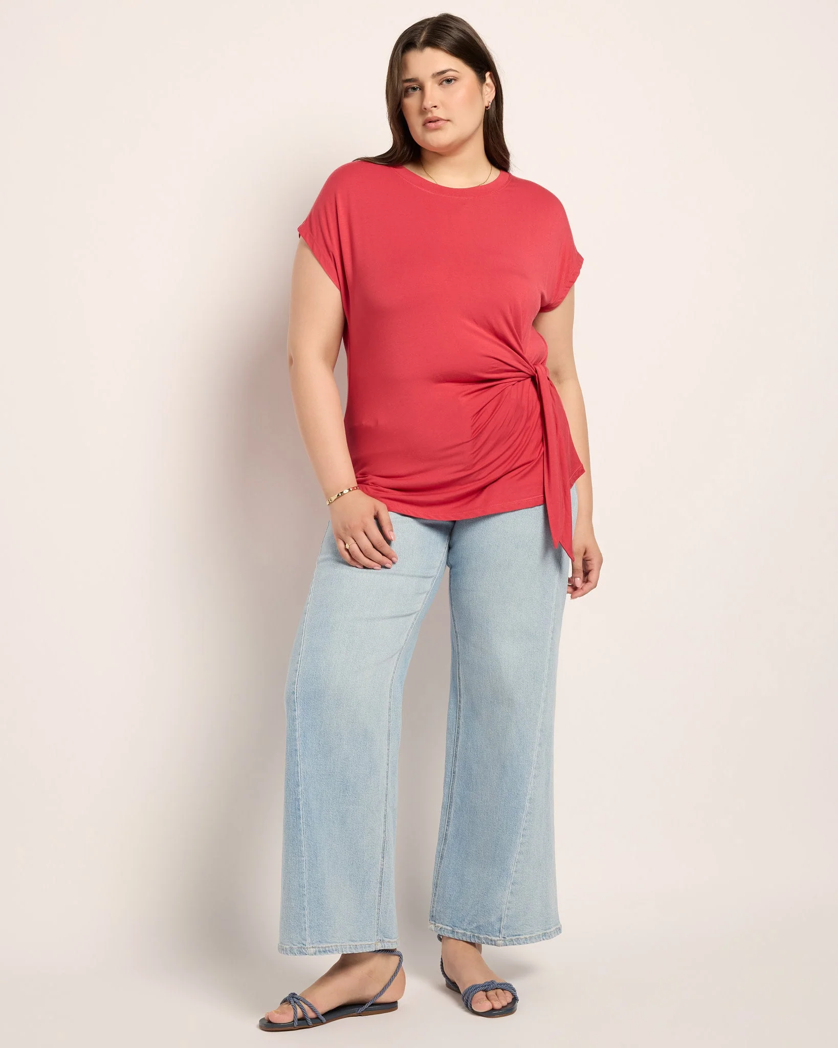 Plus Size Tidal Tied Waist Tee - Image 4