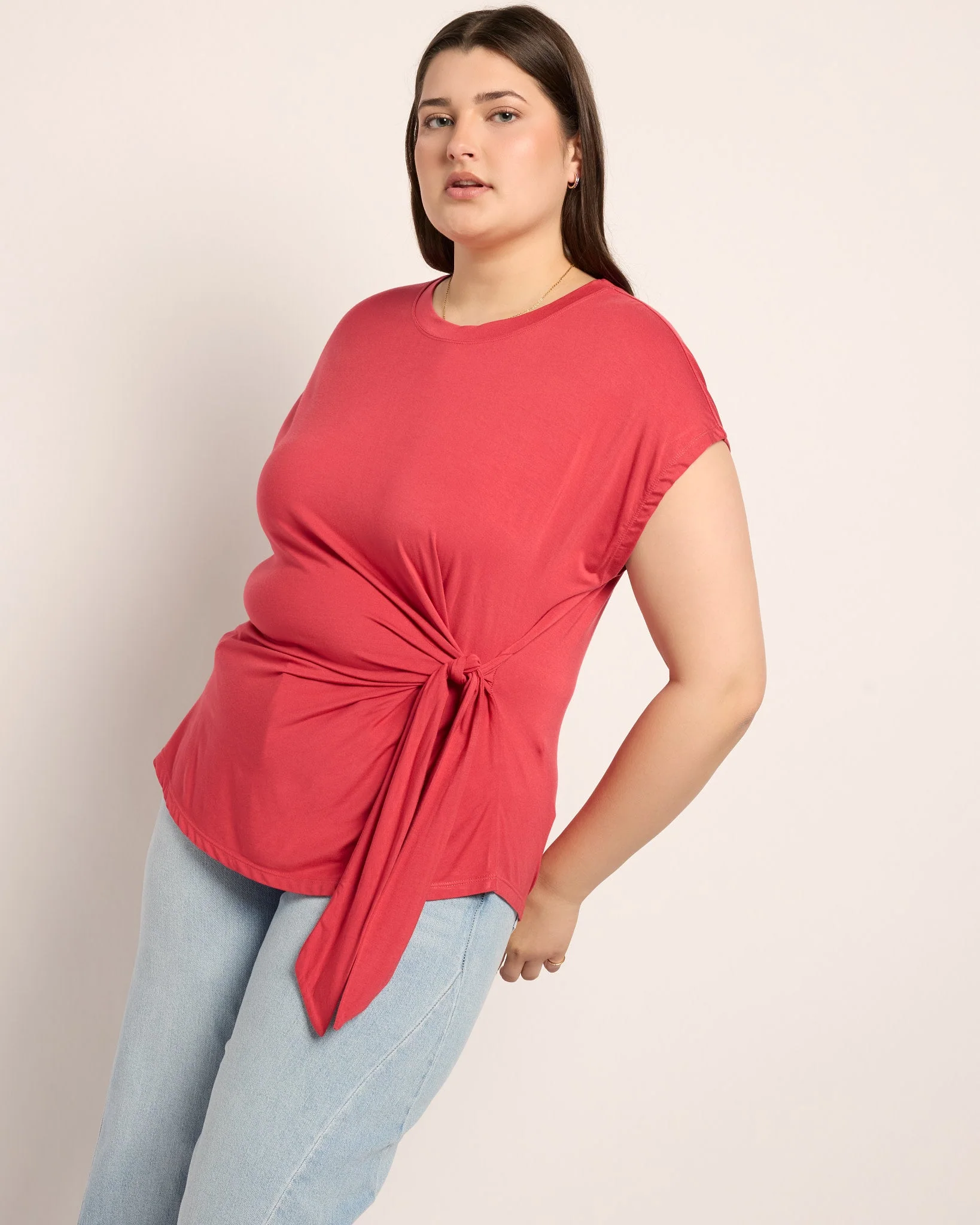 Plus Size Tidal Tied Waist Tee - Image 5