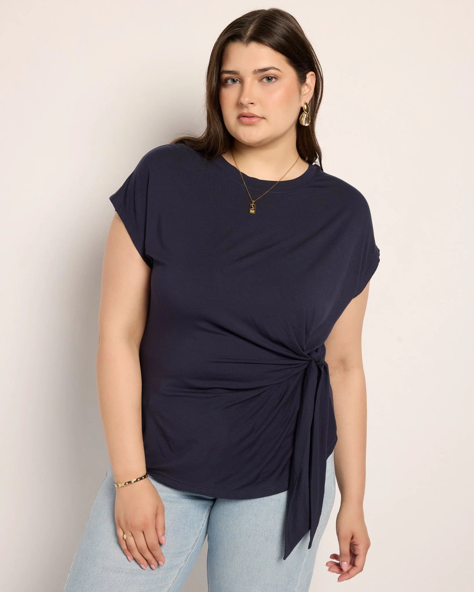 Plus Size Tidal Tied Waist Tee - Image 7