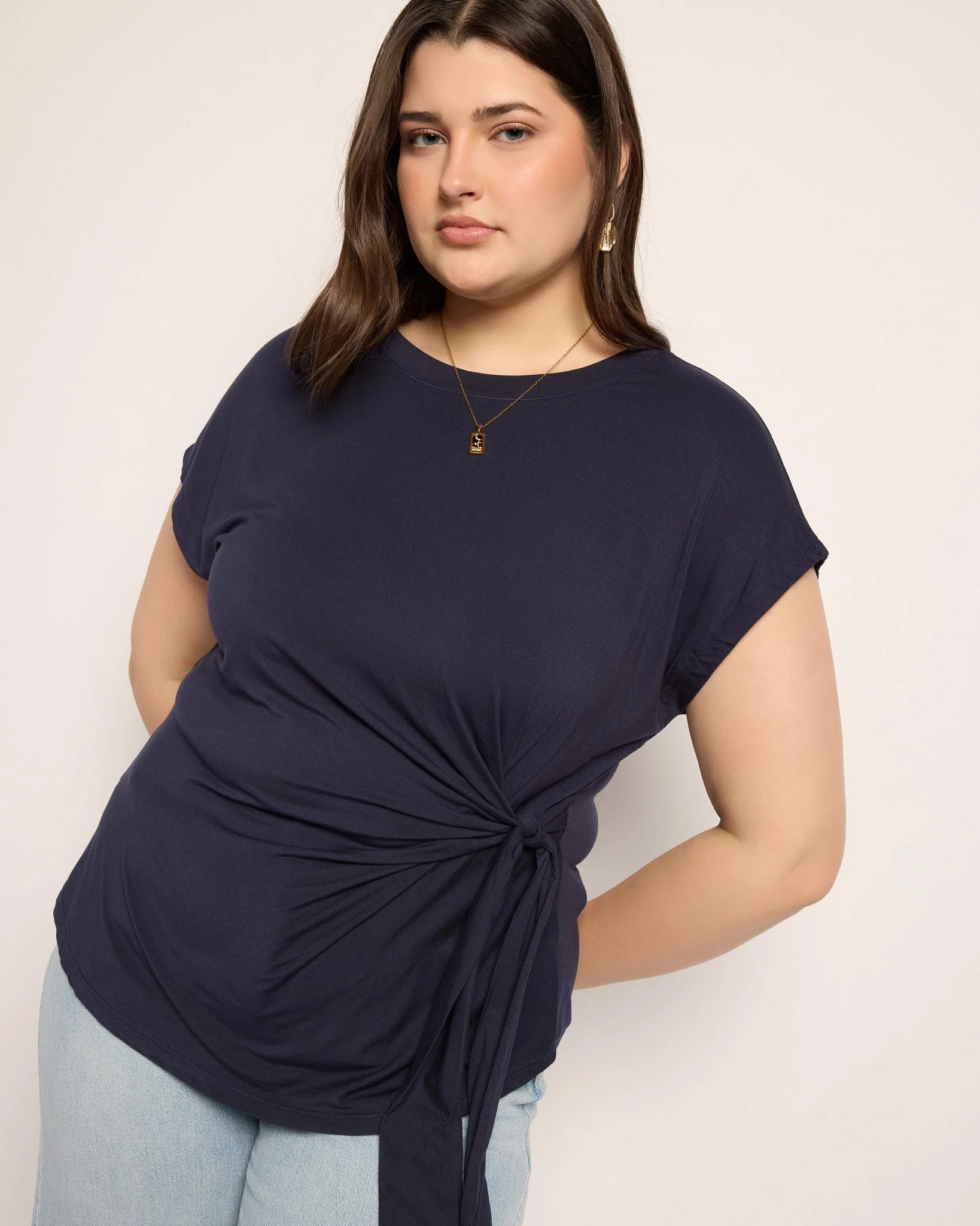 Plus Size Tidal Tied Waist Tee - Image 9