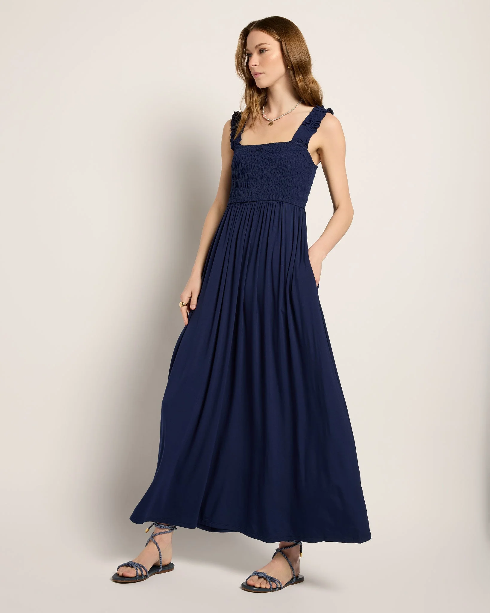 Westbreeze Solid Smocked Maxi Dress - Image 5